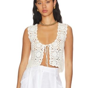 MAE CROCHET TIE TOP IN IVORY